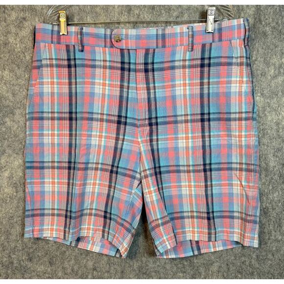 Peter Millar EUC Seaside Collection Multi Color Plaid Shorts Size 36 Linen Blend - Picture 1 of 7